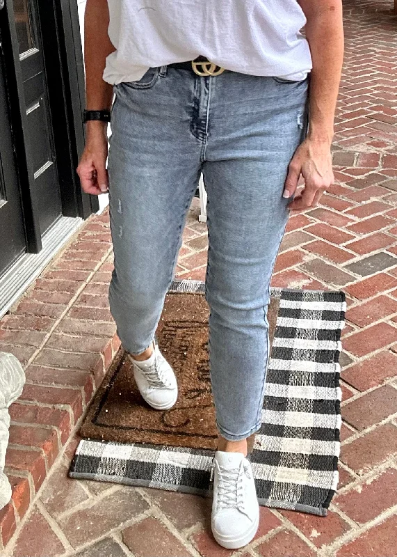 Judy Blue Jeans| | Mild Destroy | Light Denim | Slim - Final Sale Trendy Colored Denim Jeans Judy Blue Jeans| | Mild Destroy | Light Denim | Slim - Final Sale Trendy Colored Denim Jeans