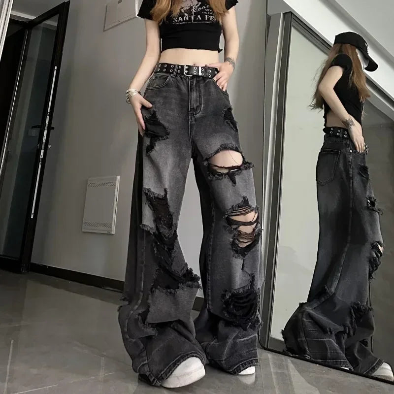 DressBetty - 2024 Korean Streetwear Gyaru Kpop Hippie Baggy Denim Women's Jeans Casual Straight-Leg Jeans DressBetty - 2024 Korean Streetwear Gyaru Kpop Hippie Baggy Denim Women's Jeans Casual Straight-Leg Jeans