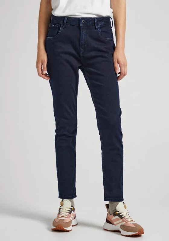 Pepe Jeans Violet High Rise Tapered leg Jean, Dark Denim Casual Bootcut Ripped Jeans Pepe Jeans Violet High Rise Tapered leg Jean, Dark Denim Casual Bootcut Ripped Jeans