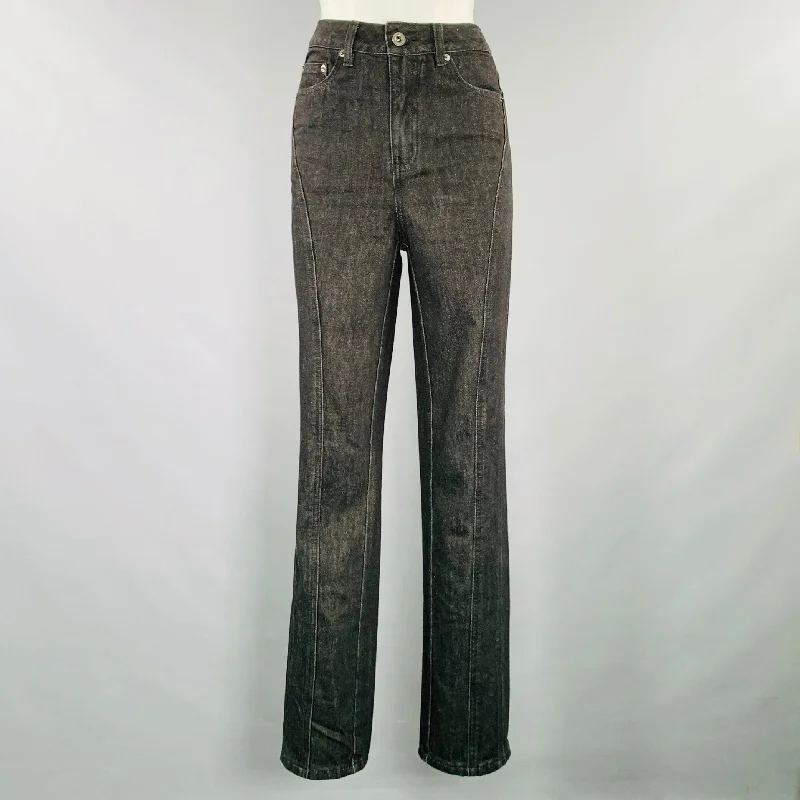 SELF-PORTRAIT Size 26 Black Cotton Five Pockets Jeans Casual Wide-Legged Denim Jeans SELF-PORTRAIT Size 26 Black Cotton Five Pockets Jeans Casual Wide-Legged Denim Jeans