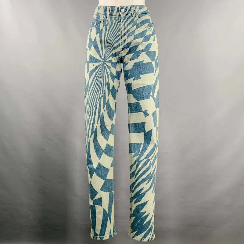 STELLA McCARTNEY Size XS Blue Light Blue Cotton Blend Jeans Fashionable Slouchy Fit Jeans STELLA McCARTNEY Size XS Blue Light Blue Cotton Blend Jeans Fashionable Slouchy Fit Jeans