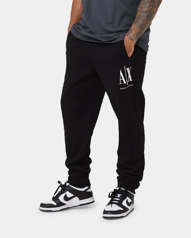 Armani Exchange Icon Logo Sweat Pants Black Casual Plaid Pants