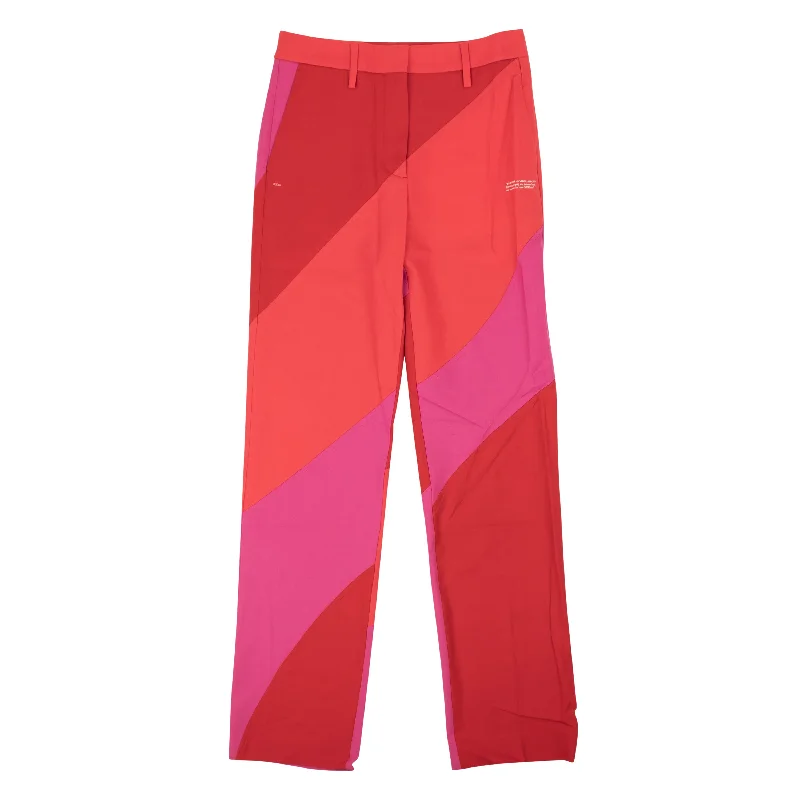 OFF-WHITE C/O VIRGIL ABLOH Red Fucshia Spiral Formal Pants Fashionable Work Pants