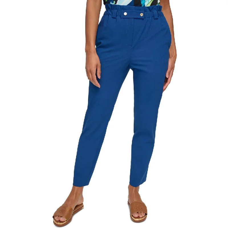 Womens Paperbag Waist High Rise Straight Leg Pants Comfortable Fleece Pants