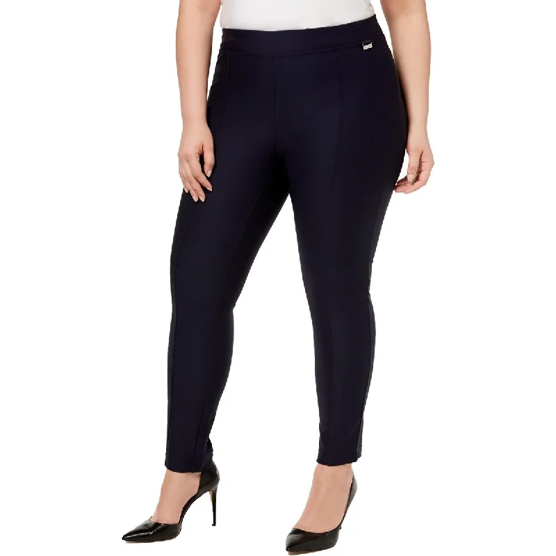 Plus Womens High Rise Logo Skinny Pants Classic Pleated Pants