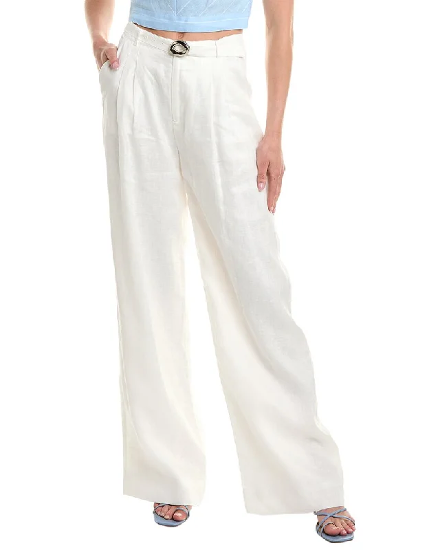 Nicholas Calista Belted Wide Leg Linen-Blend Pant Slim-Fit Khaki Pants