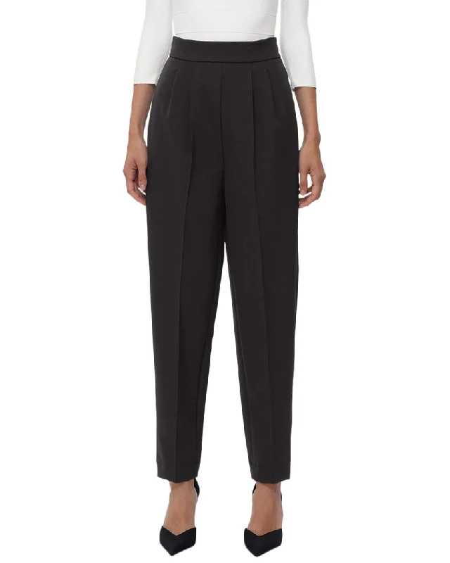 Hervé Léger High Waist Pleated Tapered Pant Cozy Lounge Pants