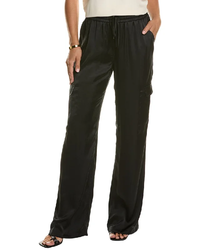 Elie Tahari Relaxed Satin Cargo Pant Chic Wool Trousers