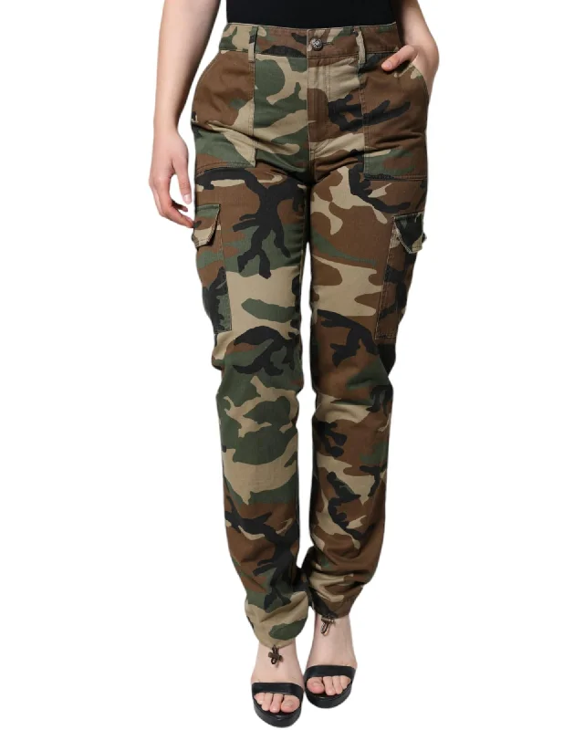 Dolce & Gabbana  Camouflage Cargo Pants for Women Stylish Slim Trousers