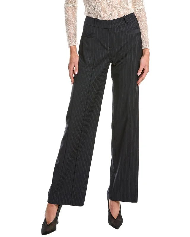 Ba&Sh Pinstripe Wool-Blend Pant Trendy Wide-Legged Trousers