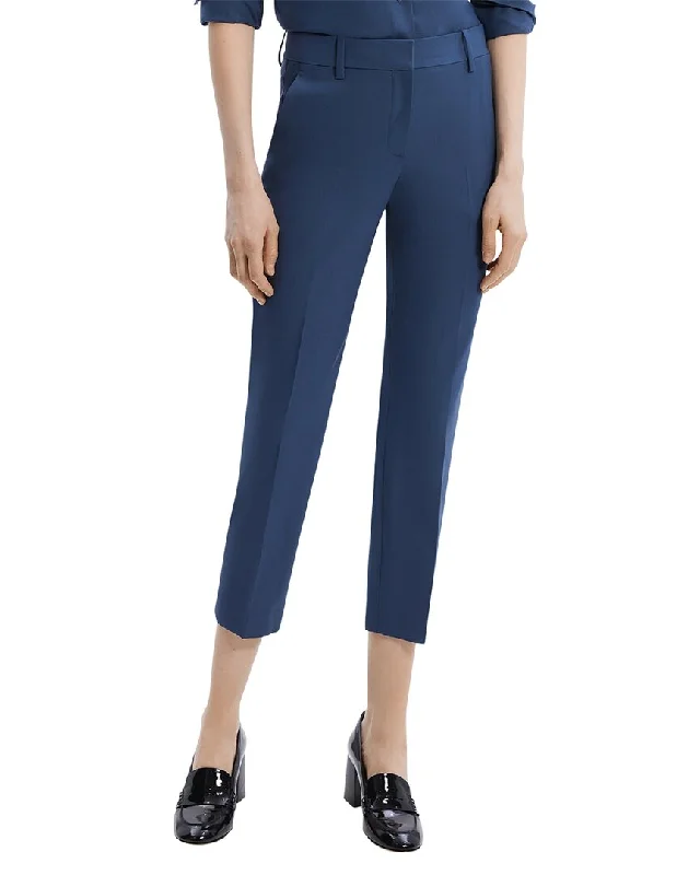 Theory Treeca Wool-Blend Pant Trendy High-Waist Trousers