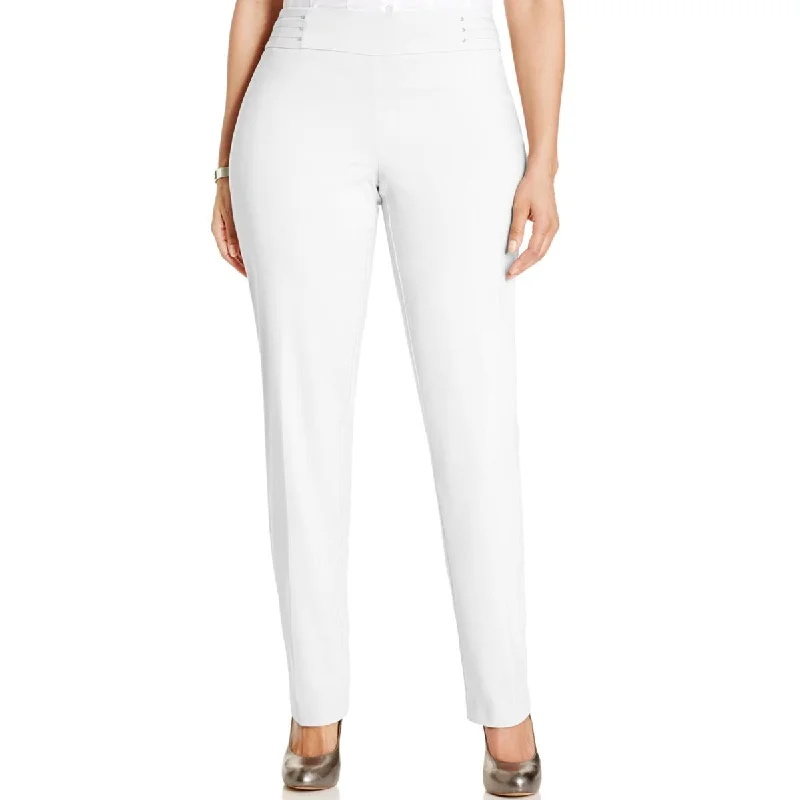 Plus Womens Flat Front Slim Leg Casual Pants Elegant Palazzo Trousers