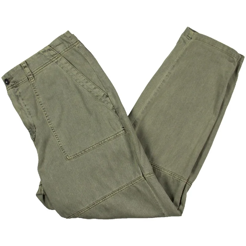 Womens High Rise Cuffed Cargo Pants Formal Dress Pants