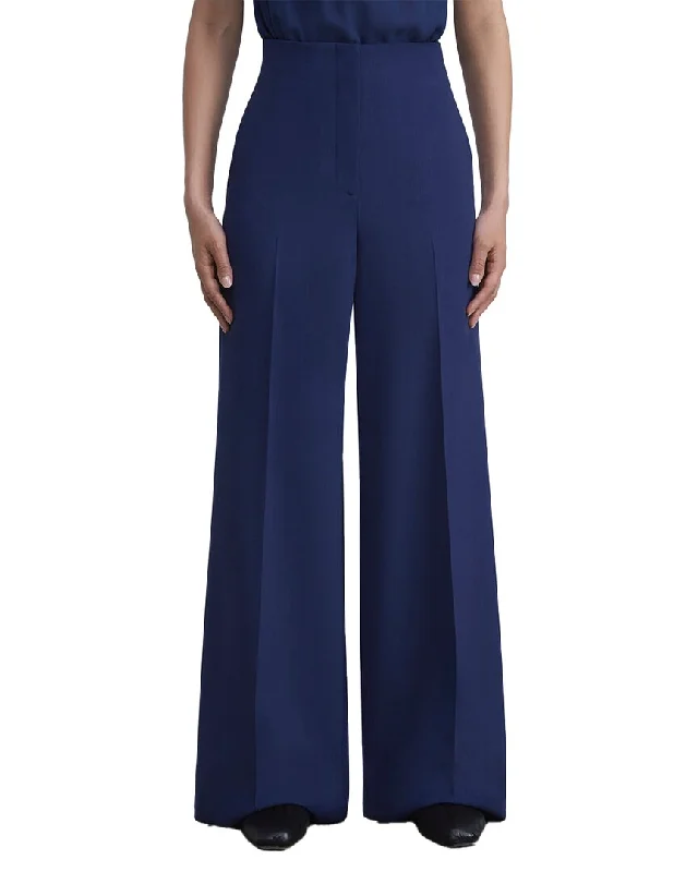 Lafayette 148 New York Thames Wool-Blend Wide Leg Pant Elegant Trouser Pants