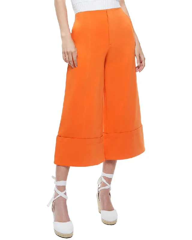 Alice + Olivia Andra High-Rise Wide Leg Cropped Cuff Pant Comfortable Denim Leggings