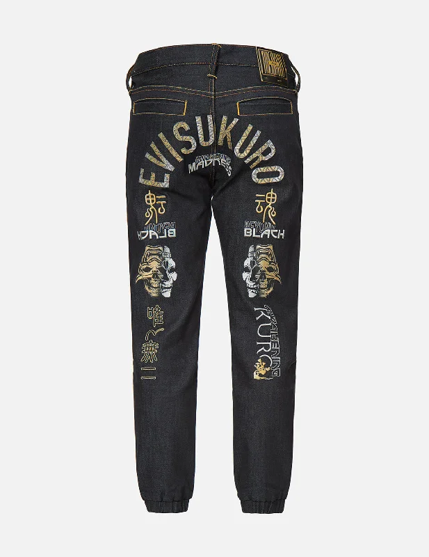 Hannya Heraldry Denim Jogger Pants Formal Wide-Leg Pants