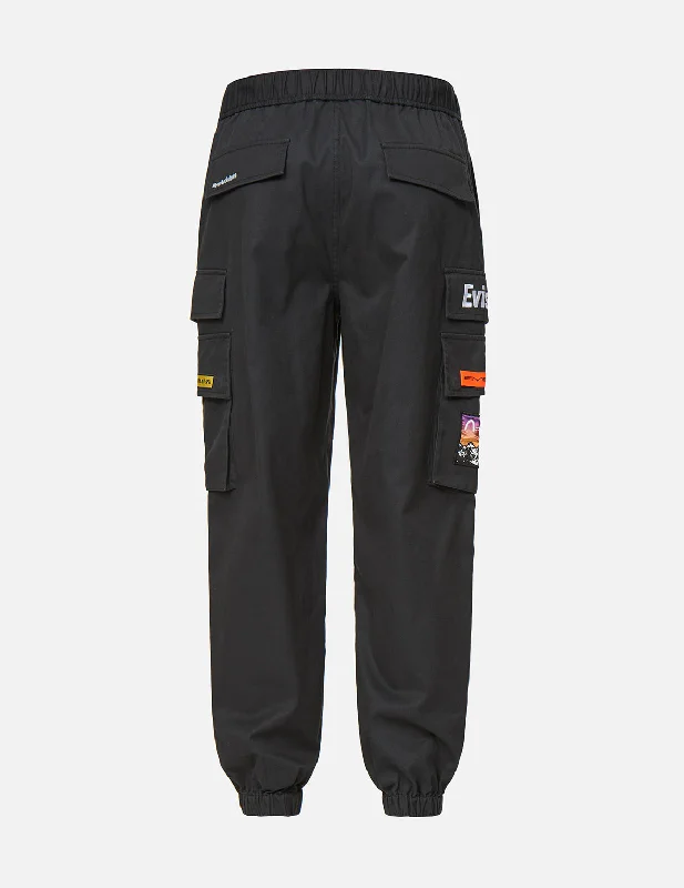 Logo and Seagull Embroidered Cargo Pants Classic Bootcut Trousers