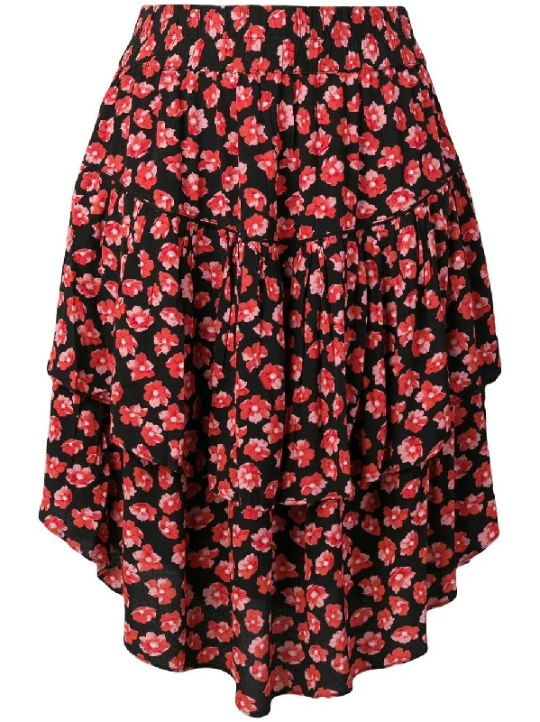 Lindale crepe floral-print skirt cashmere skirt soft