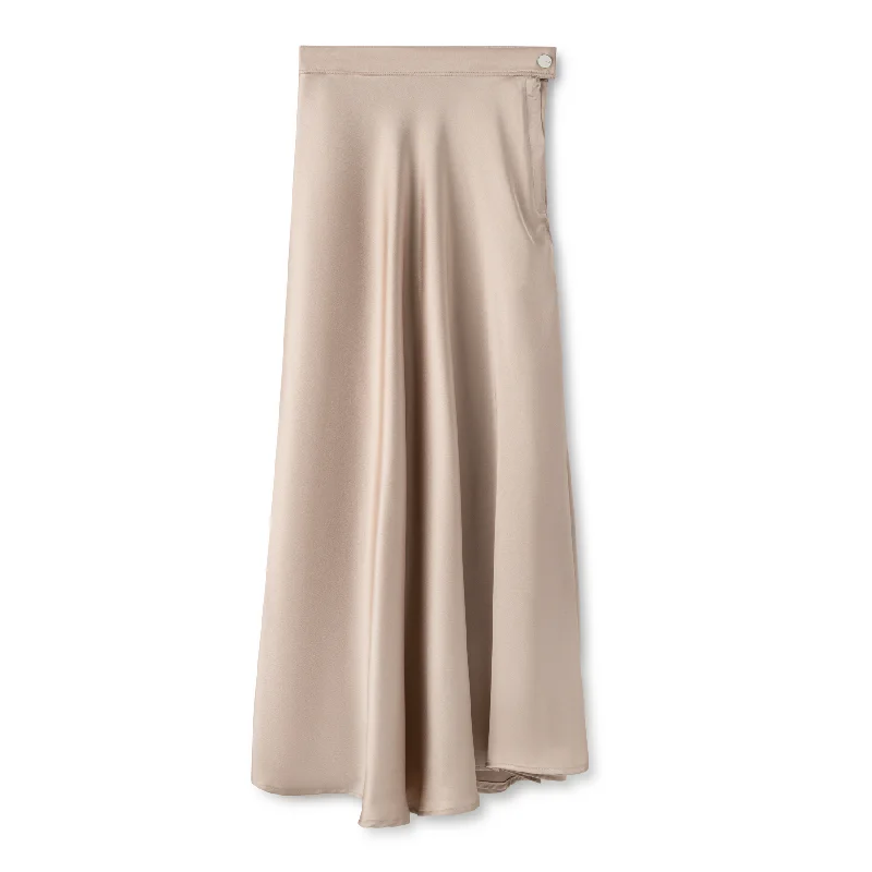 Signature Summer Silk Circle Midi Skirt IN: Beige cashmere skirt soft