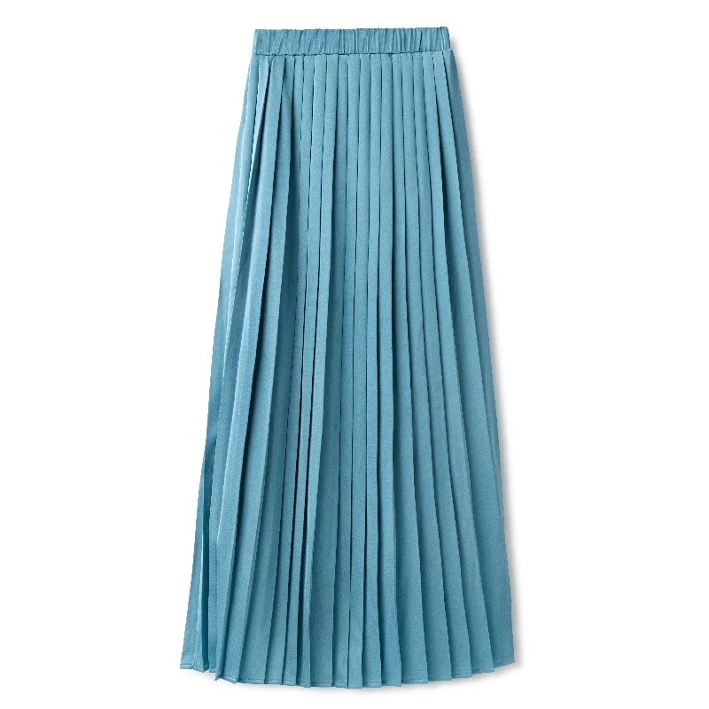 Silk Pleated Skirt IN: Blue lace skirt feminine