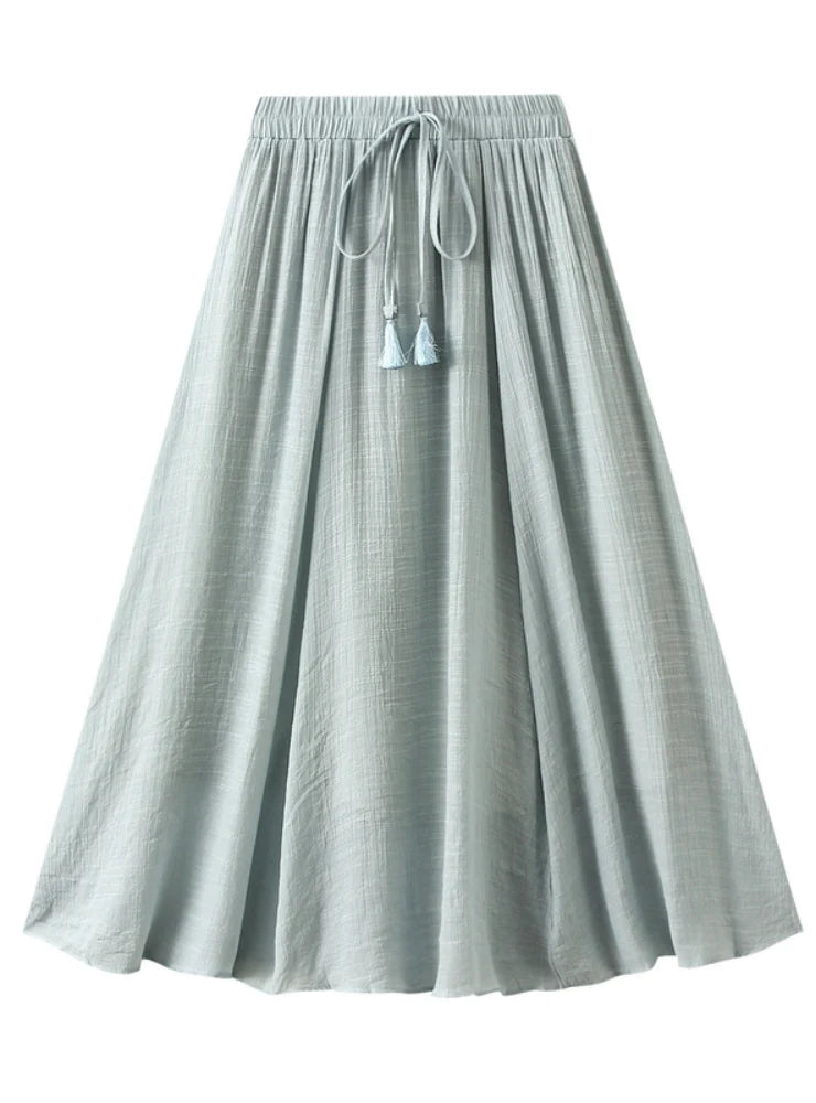 RETRO COTTON AND LINEN DOUBLE SKIRT tulle skirt dreamy