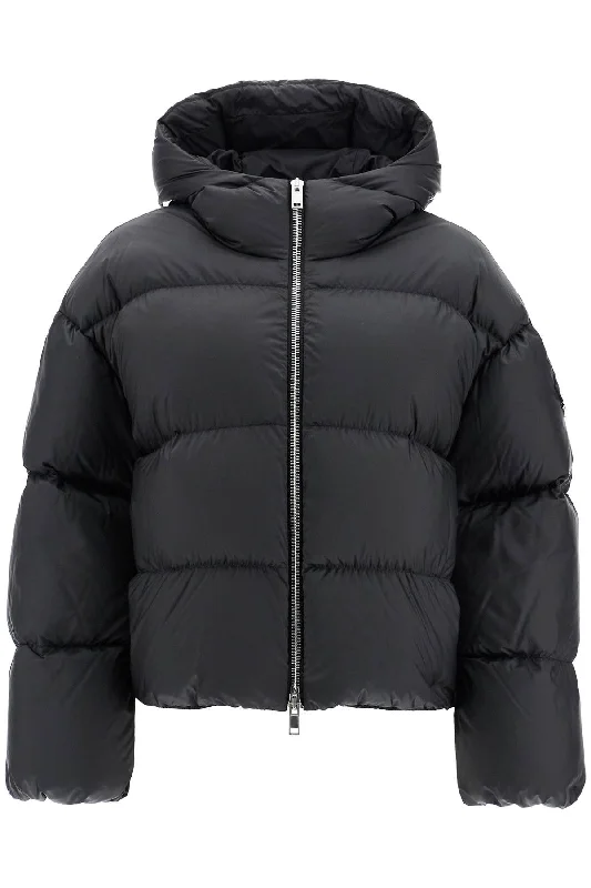 'short Down Jacket With Hood Skaara Moncl  - Black Welt Pockets Slit Pockets Flap Pockets