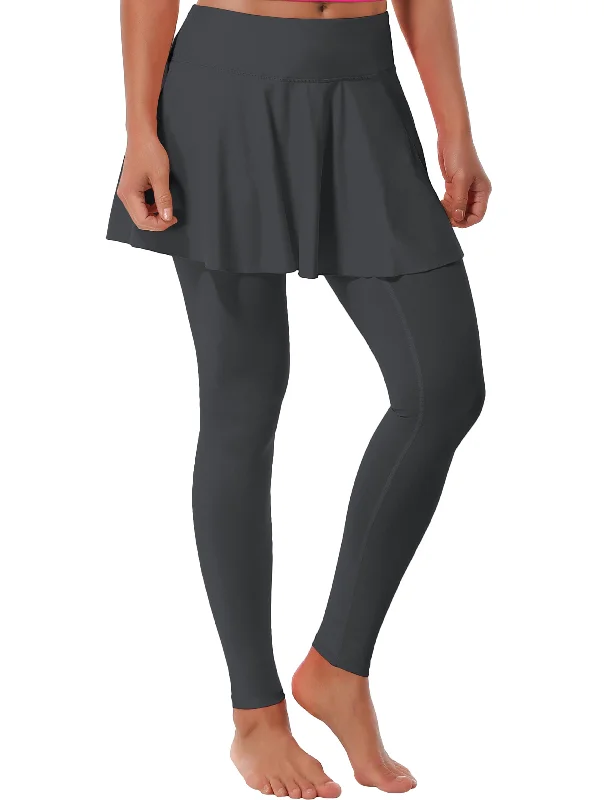 Athletic Tennis Golf Skort with Pocket Shorts shadowcharcoal_Pilates ruffled skirt detail