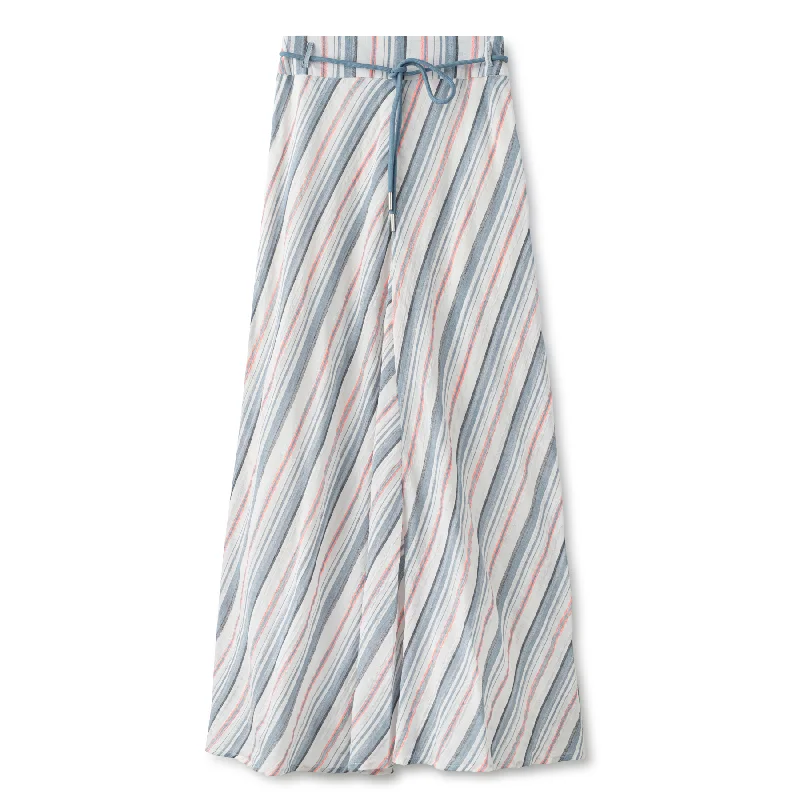 String Belt Skirt  IN: Multi Stripe linen skirt relaxed