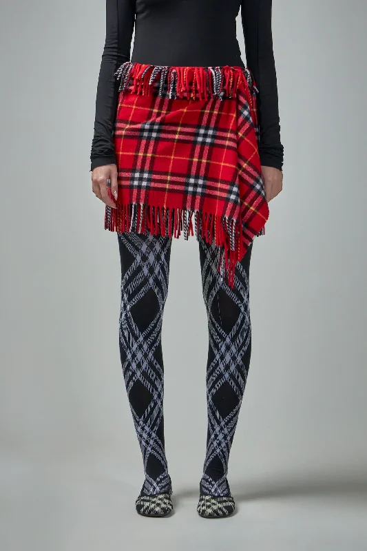 Check Wool Cashmere Scarf Skirt vintage skirt charm