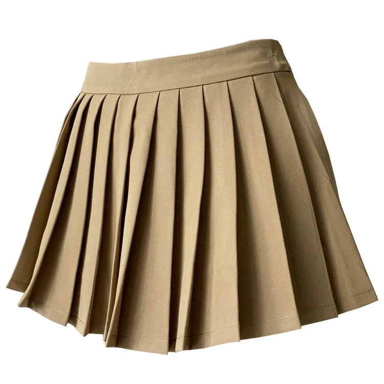 Coffee Cream Pleated Skirt velvet skirt luxurious