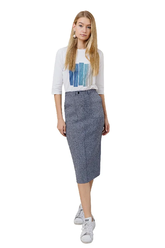 Apparalel Denim Knit Midi Pencil Skirt velvet skirt rich