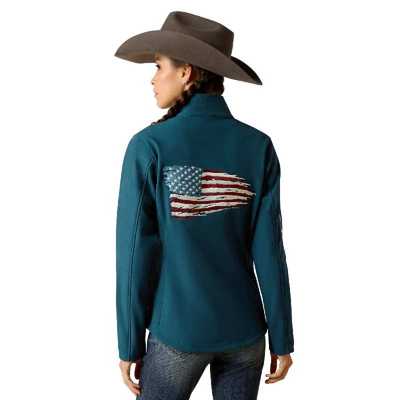 Ariat Ladies Team Patriot Reflecting Pond Softshell Jacket 10046566 Lace Jacket Ribbed Jacket Sequined Jacket