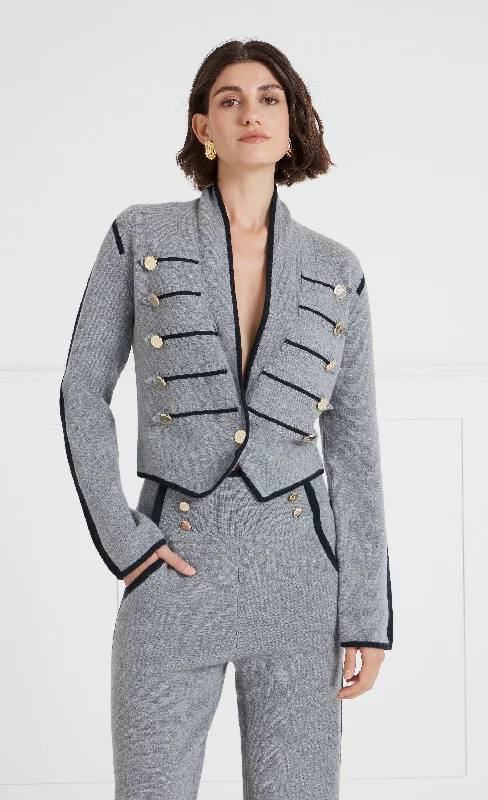 Armina Knit Jacket - Grey Lace Jacket Ribbed Jacket Sequined Jacket