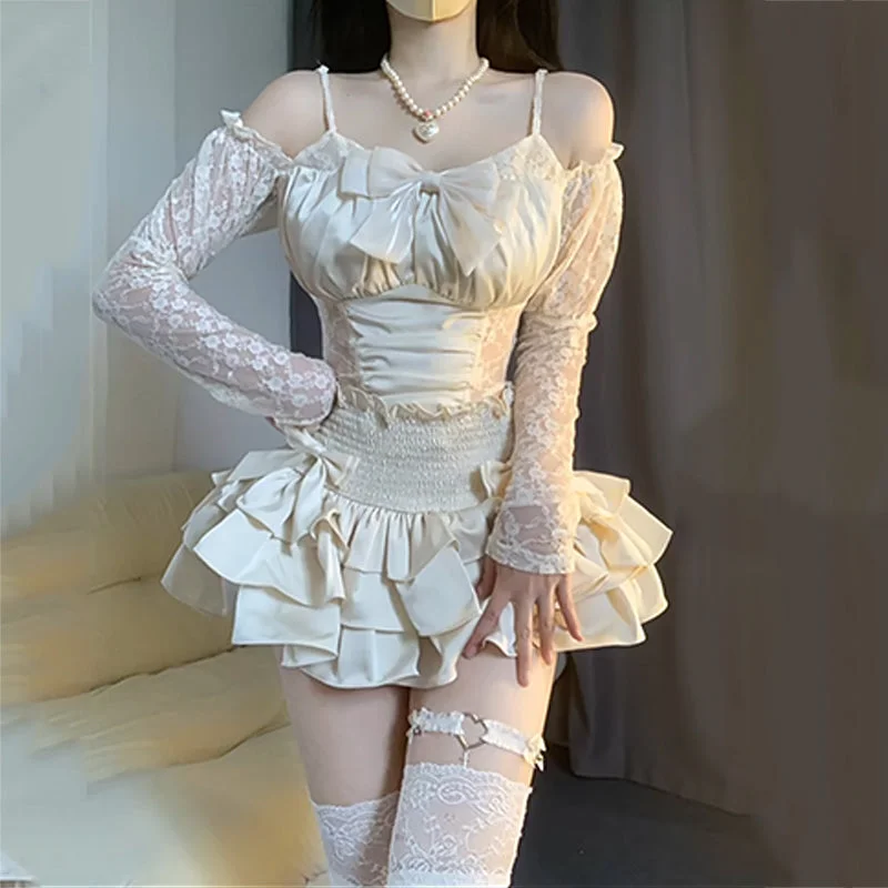 Ballet style suspender top + lace skirt PL53347 corduroy skirt durable