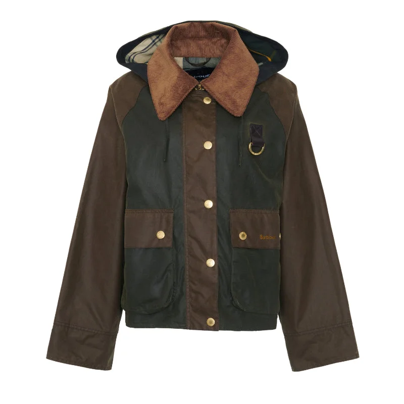 Barbour Reighton Wax Ladies Jacket - Archive Olive/Beech/Ancient Tailored Jacket Straight Jacket A-Line Jacket