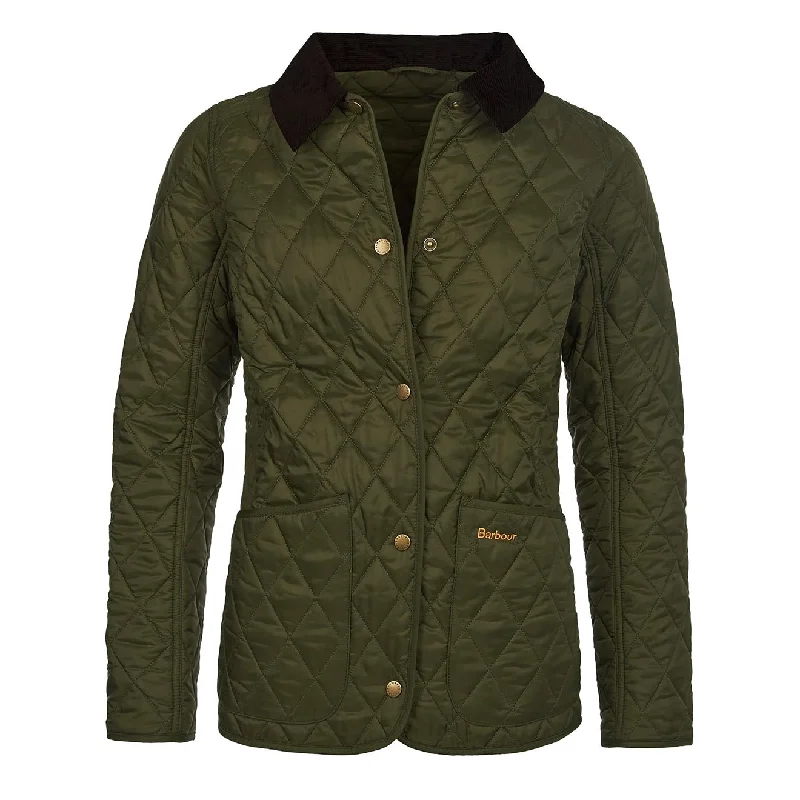 Barbour Womens Annandale Quilted Jacket Olive Hoodie Zip-Up Jacket Button-Up Jacket