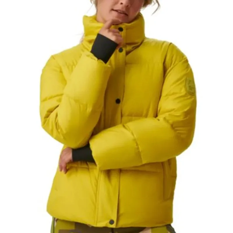 BASS OUTDOOR Womens Discovery Puffer Jacket Small Bright Yellow Citronelle NWT Stand-Up Collar Roll-Neck Collar Turtle Neck