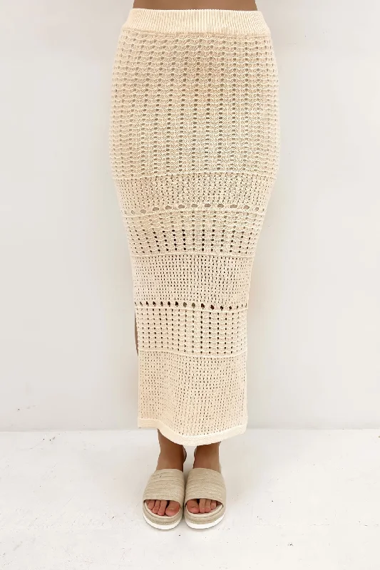 Baylor Crochet Maxi Skirt Cream vintage skirt charm