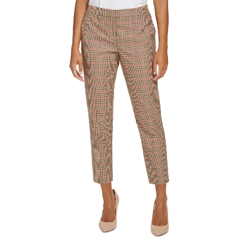 Womens Plaid Slim Leg Ankle Pants Relaxed Lounge Trousers