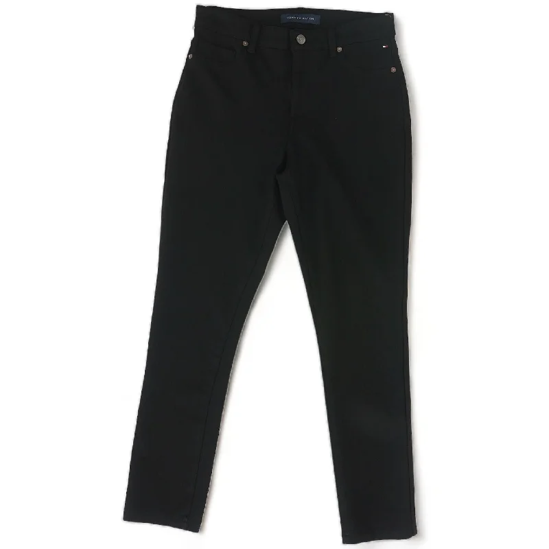 Black Solid Five Pocket Pants Formal Wide-Leg Pants