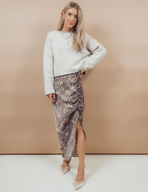 Blake Leopard Printed Skirt satin skirt smooth