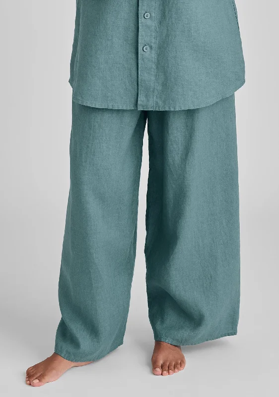 Boxd Down - Full Length Linen Pants Fashionable Button-Up Pants