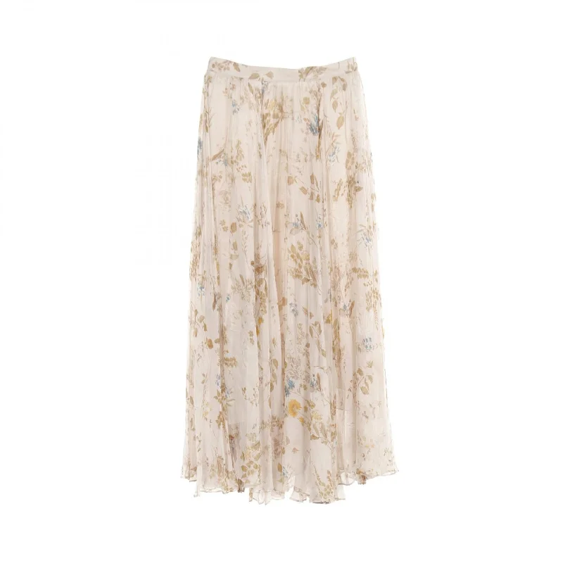 Celine Silk Skirt Beige Multicolor silk skirt elegant