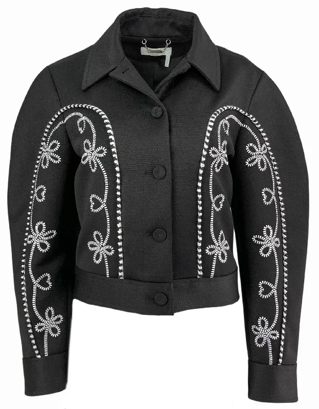 Chloé Embroidered Jacket in Black Fitted Jacket Loose Jacket Oversized Jacket