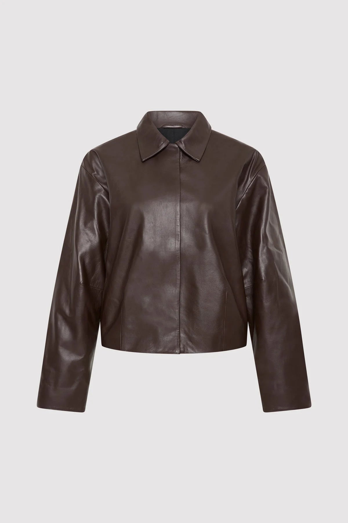 Cocoon Leather Jacket - Chocolate Knit Jacket Woven Jacket Fleece Jacket