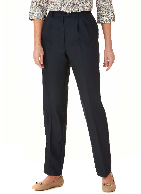 COLERAINE PLEATED PANT - NAVY Modern Stretch Trousers