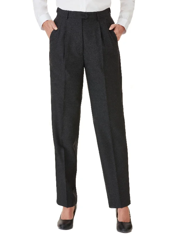 COLERAINE PLEATED PANT - CHARCOAL Comfy High-Waist Jeans