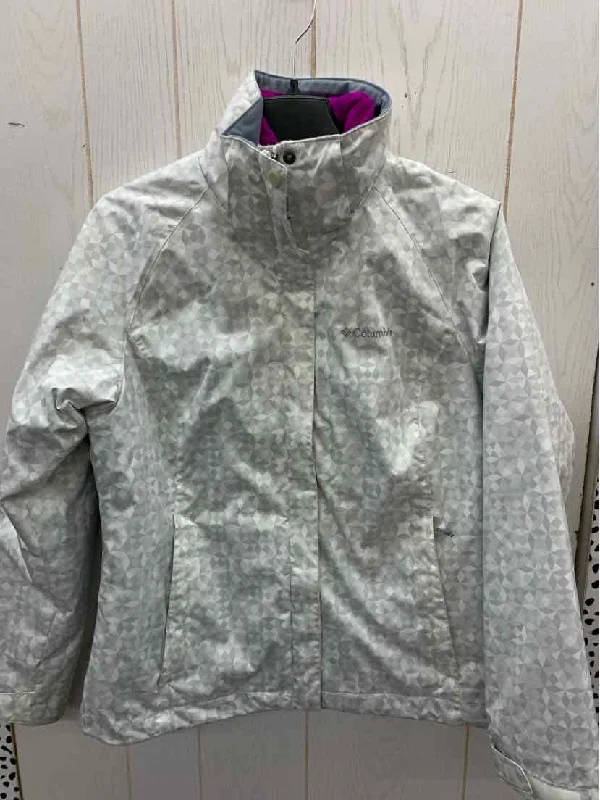 Columbia White Womens Size M Jacket (Outdoor) Hooded Jacket Caped Jacket Shawl Collar Jacket