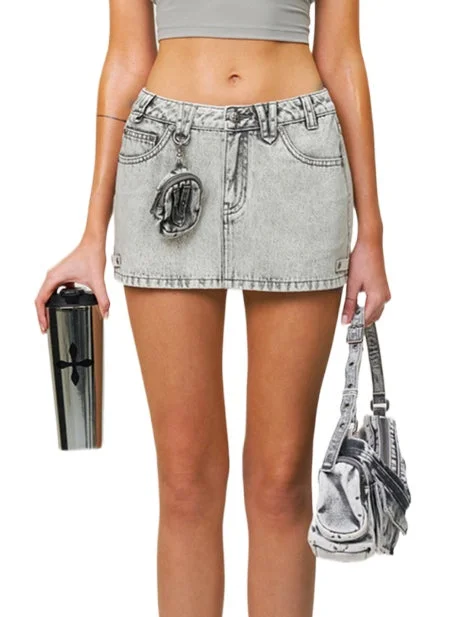 Compass Wild Tarpan Denim Mini Skirt Gray denim skirt classic