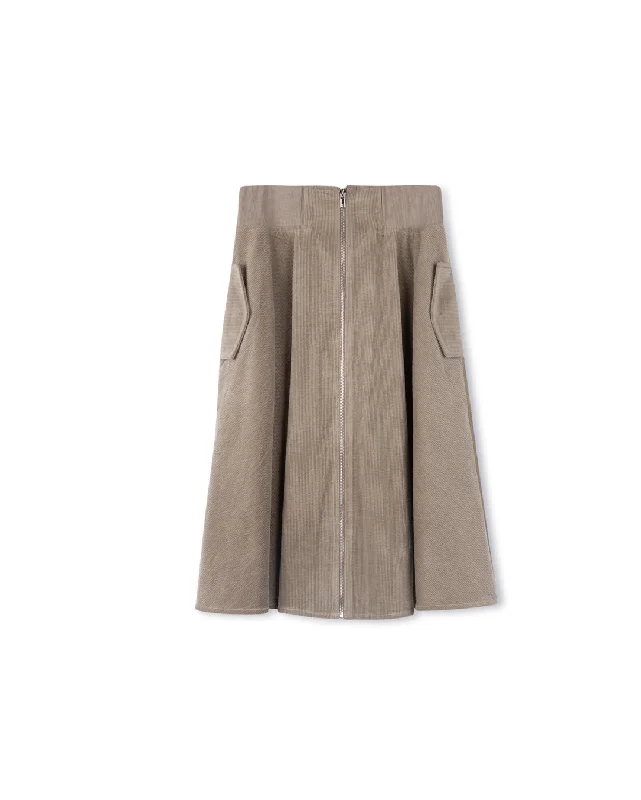 Corduroy Skirt With Knit Waist And Zipper cashmere skirt plush